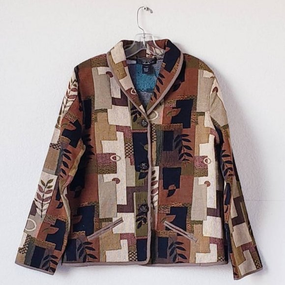 Women's Vintage Needlepoint Jacket | Botanical | L - Picture 8 of 8